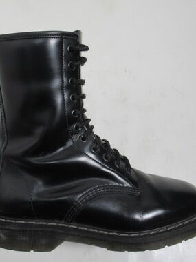 Solovair Unisex Black Hi-Shine 8 Eye Zip Derby Boots 8 US M / 9 US W / 7 UK